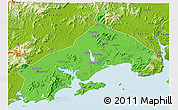 Political 3D Map of Yangjiang, physical outside