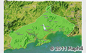 Political 3D Map of Yangjiang, satellite outside