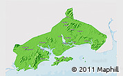 Political 3D Map of Yangjiang, single color outside