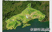 Satellite 3D Map of Yangjiang, darken