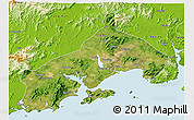 Satellite 3D Map of Yangjiang, physical outside