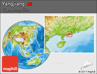 Physical Location Map of Yangjiang