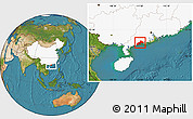 Satellite Location Map of Yangjiang, highlighted country