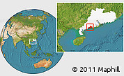Satellite Location Map of Yangjiang, highlighted parent region