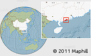 Savanna Style Location Map of Yangjiang, highlighted country, hill shading
