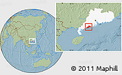 Savanna Style Location Map of Yangjiang, highlighted parent region, hill shading