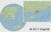 Savanna Style Location Map of Yangjiang, hill shading