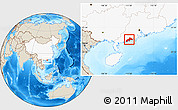 Shaded Relief Location Map of Yangjiang, highlighted country