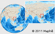 Shaded Relief Location Map of Yangjiang, highlighted parent region, within the entire country