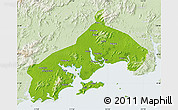 Physical Map of Yangjiang, lighten