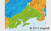 Physical Map of Yangjiang, political outside