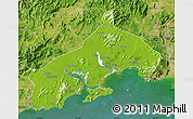 Physical Map of Yangjiang, satellite outside