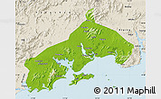 Physical Map of Yangjiang, shaded relief outside