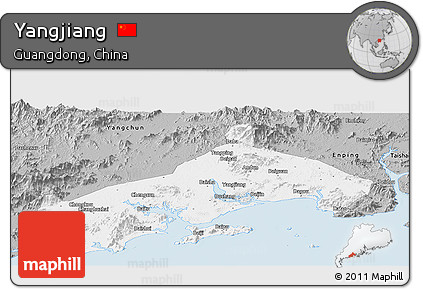 Gray Panoramic Map of Yangjiang