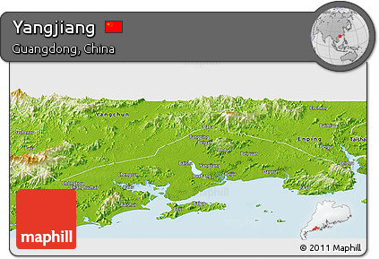 Physical Panoramic Map of Yangjiang