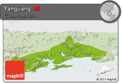 Physical Panoramic Map of Yangjiang, lighten