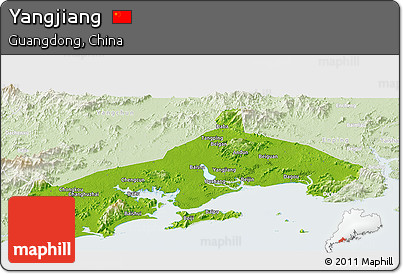 Physical Panoramic Map of Yangjiang, lighten