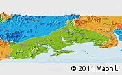 Physical Panoramic Map of Yangjiang, political outside