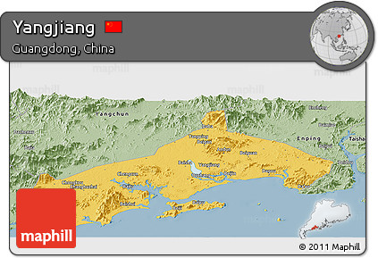 Savanna Style Panoramic Map of Yangjiang