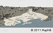 Shaded Relief Panoramic Map of Yangjiang, darken