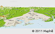 Shaded Relief Panoramic Map of Yangjiang, physical outside