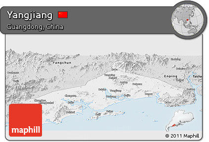Silver Style Panoramic Map of Yangjiang
