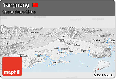 Silver Style Panoramic Map of Yangjiang