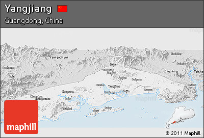 Silver Style Panoramic Map of Yangjiang