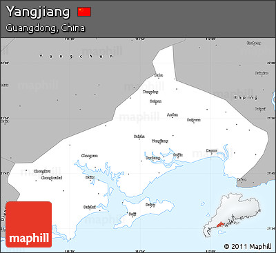 Gray Simple Map of Yangjiang