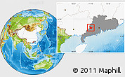 Physical Location Map of Yunan, highlighted country, highlighted parent region