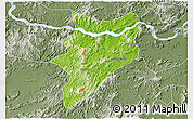 Physical 3D Map of Yunfu, semi-desaturated