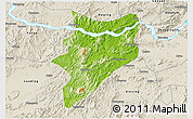 Physical 3D Map of Yunfu, shaded relief outside