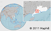 Gray Location Map of Yunfu, highlighted parent region, hill shading