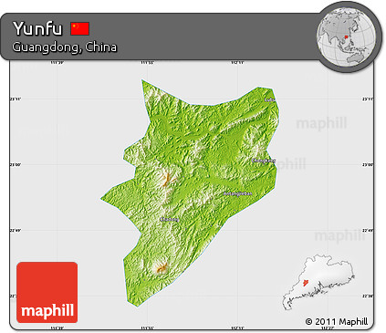 Physical Map of Yunfu, single color outside