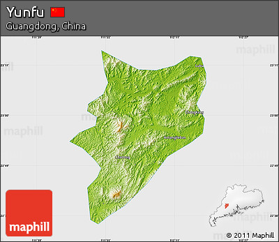 Physical Map of Yunfu, single color outside