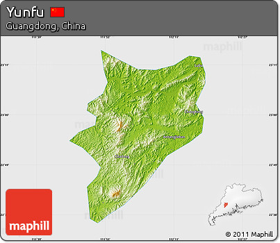 Physical Map of Yunfu, single color outside