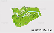 Physical 3D Map of Zhaoqing Shi, cropped outside