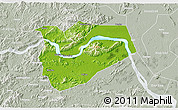 Physical 3D Map of Zhaoqing Shi, lighten, semi-desaturated