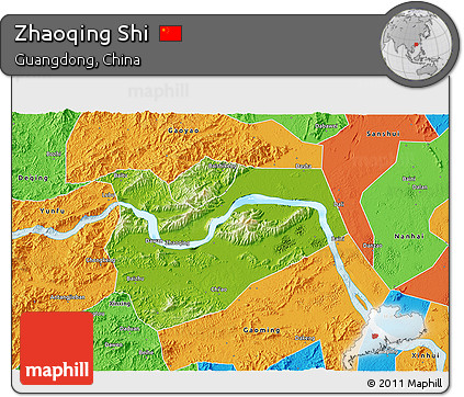Physical 3D Map of Zhaoqing Shi, political outside
