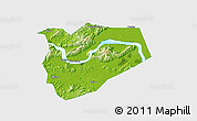 Physical 3D Map of Zhaoqing Shi, single color outside