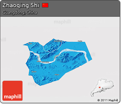 Political 3D Map of Zhaoqing Shi, cropped outside