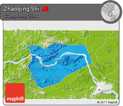 Political 3D Map of Zhaoqing Shi, physical outside