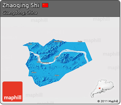 Political 3D Map of Zhaoqing Shi, single color outside