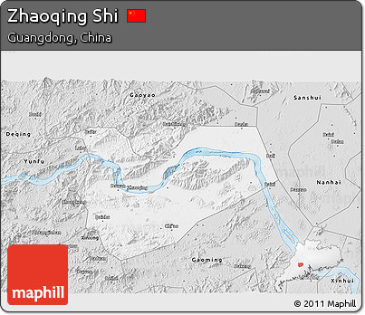 Silver Style 3D Map of Zhaoqing Shi