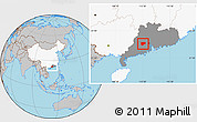 Gray Location Map of Zhaoqing Shi, highlighted country, highlighted parent region