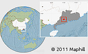 Savanna Style Location Map of Zhaoqing Shi, highlighted country, highlighted parent region, hill shading