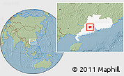 Savanna Style Location Map of Zhaoqing Shi, highlighted parent region, hill shading