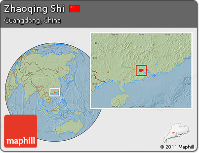 Savanna Style Location Map of Zhaoqing Shi, hill shading