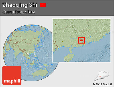 Savanna Style Location Map of Zhaoqing Shi, hill shading