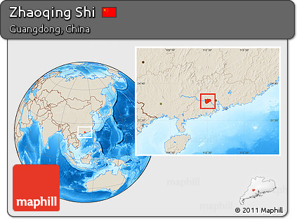 Shaded Relief Location Map of Zhaoqing Shi